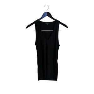 Rag & Bone Zoe Black Rib Knit V Neck Tank Top